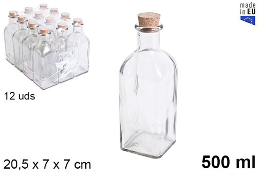 [105817] Natural glass bottle with cork stopper 500 ml 