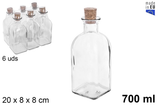[105793] Natural glass bottle with cork stopper 700 ml 