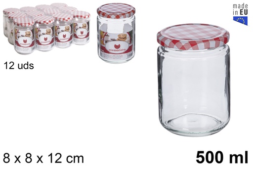 [105596] Frasco redondo de vidro com tampa vichy 500 ml