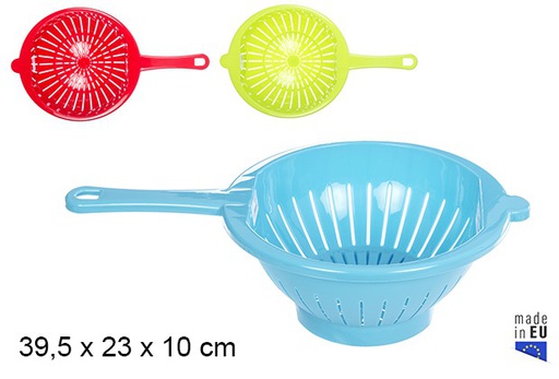 [105666] Scolapasta in plastica con manico tondo colori assortiti