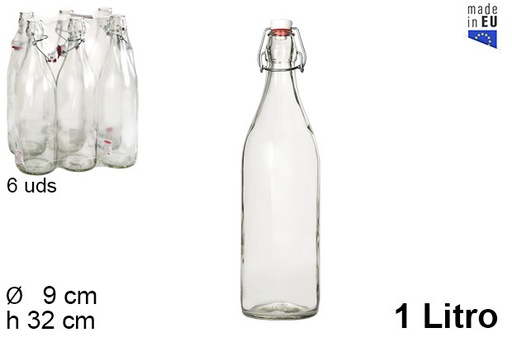 [106116] Frasco de vidro com rolha mecânica 1 l.