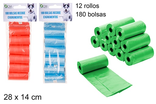 [101477] Bolsas recoge excrementos colores surtido 180 unidades