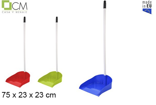 [102939] Recogedor plástico liso con palo colores surtidos