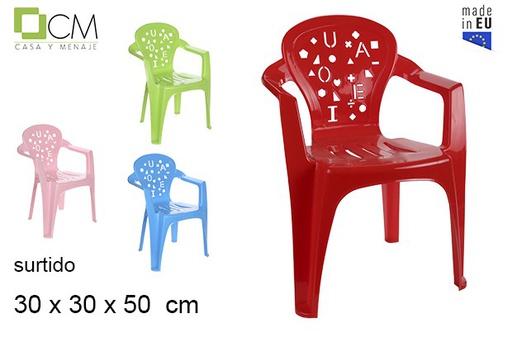 [103130] Sedia per bambini in plastica con lettere colori assortiti