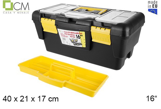 [105696] Boîte à outils en plastique avec plateau 40 cm 16&quot;