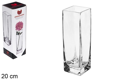 [100479] Squared glass flower vase 20 cm