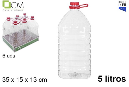 [106068] Garrafa plástica PET quadrada com alça 5 l.