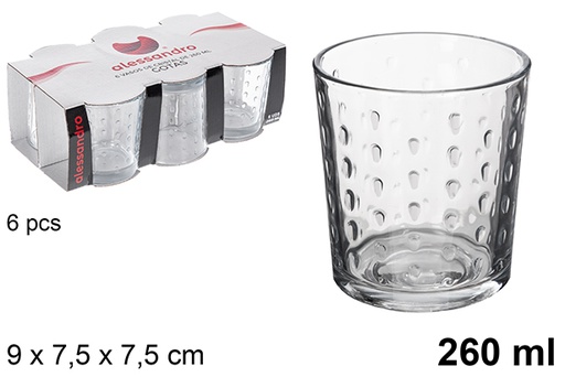 [100009] Pack 6 vasos cristal agua Gotas 260 ml