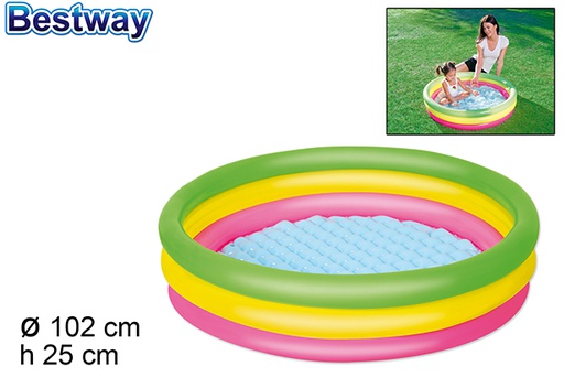 [203025] Piscina per bambini 3 colori borsa bw 102x25 cm 