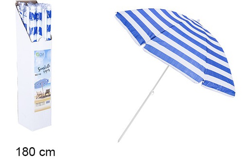 [106100] Parasol rayé bleu/blanc 180 cm