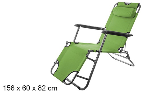 [105982] Sedia da spiaggia pieghevole Oxford verde 156x60 cm