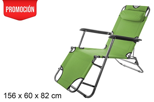 [105982] Sedia da spiaggia pieghevole Oxford verde 156x60 cm