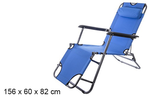 [105984] Blue Oxford folding beach chair 156x60 cm