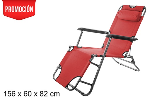 [106121] Chaise de plage pliante Oxford rouge 156x60 cm