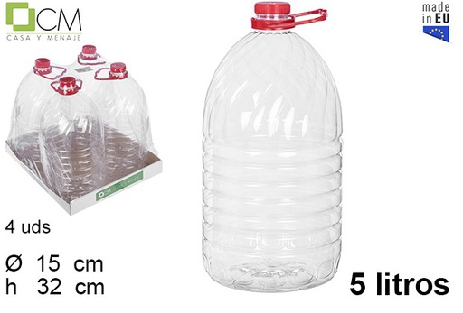 [106069] Caraffa plastica PET tonda con manico 5 l.