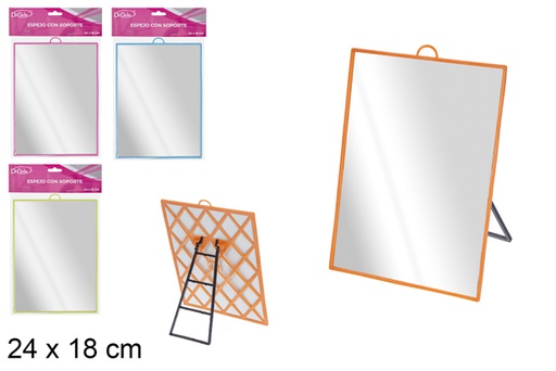 [104820] Rectangular mirror with support 24x18 cm