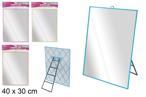 [104826] Miroir rectangulaire avec support 40x30 cm