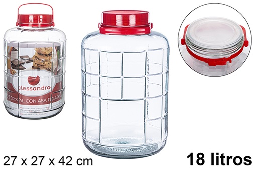 [100019] Glass jar with red handle 18 l.
