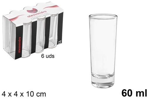 [105541] Pack 6 vasos chupito cristal alto 60 ml