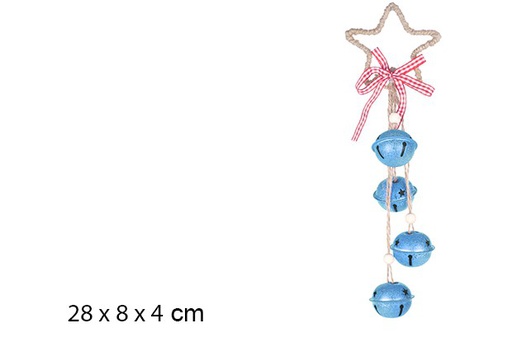 [107112] Pendentif cloche bleu mat 4 cm