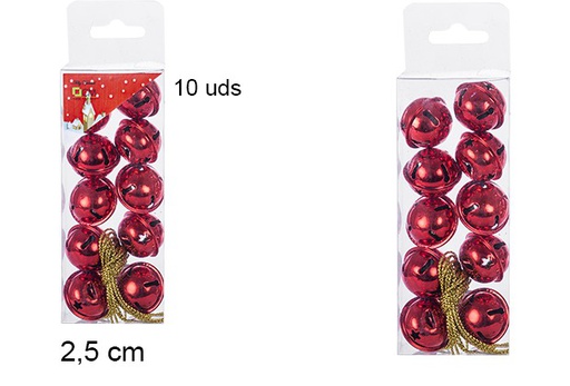 [107116] Pack 10 campanelle rosse lucide 2,5 cm