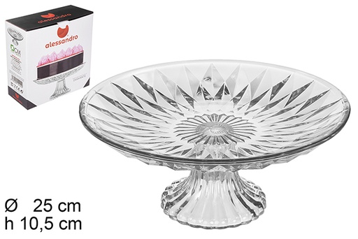 [105422] Diamond glass cake holder 25 cm