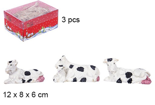 [106249] Pack 3 vaches en résine dans une boîte avec couvercle en PVC