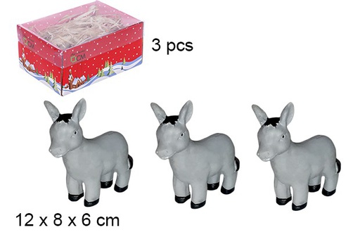 [106250] Pack 3 ânes en résine dans une boîte avec couvercle en PVC