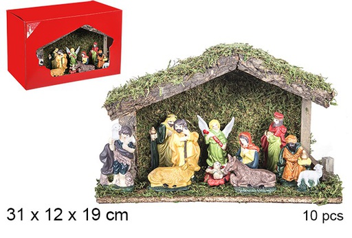 [106271] Natività Presepe in legno 10 pezzi 31x12x19 cm