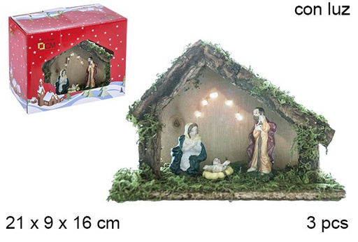 [106286] Mangeoire en bois naissance 3 pièces avec lumière LED