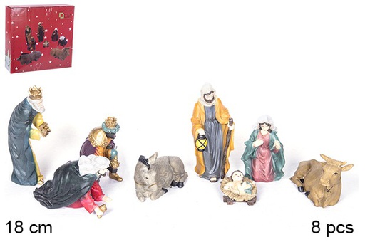 [106382] Pack 8 pieces resin Nativity scene 18 cm  