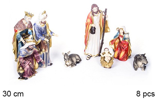 [106386] Crèche de Noël 8 pièces 30 cm