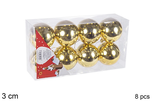 [106537] Pack 8 bolas oro brillo 3 cm