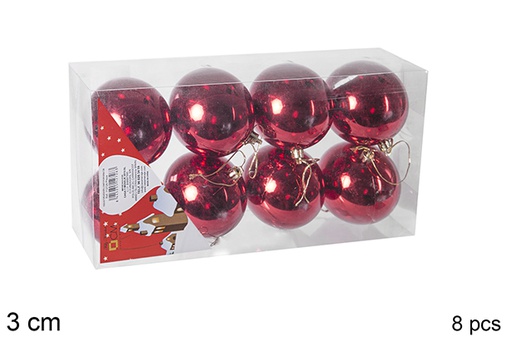 [106543] Pack 8 red shiny bauble 3 cm