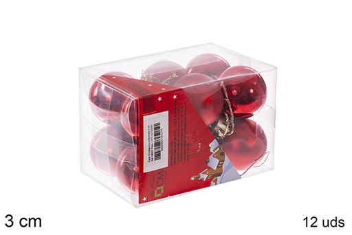[106551] Pack 12 palline rosse lucide/opache 3 cm