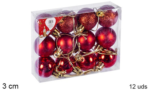[106551] Pack 12 shiny/matte red bauble 3 cm