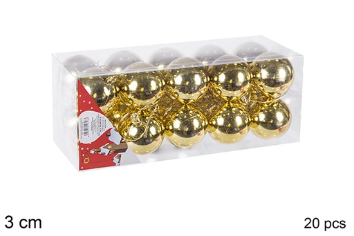 [106555] Pack 20 boules dorées brillantes 3 cm