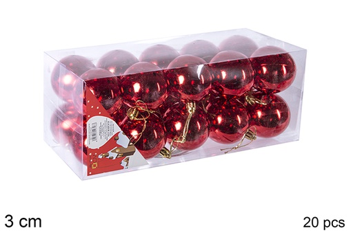 [106561] Pack 20 boules rouges brillantes 3 cm 