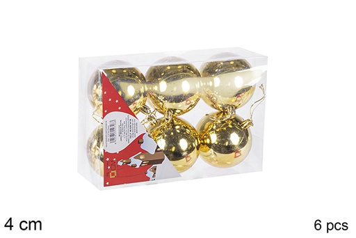 [106564] Pack 6 bolas oro brillo 4 cm