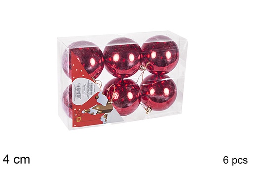 [106570] Pack 6 palline rosse lucide 4 cm