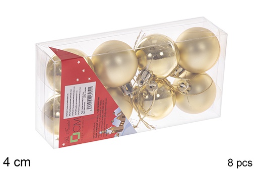 [106572] Pack 8 gold shiny/matte gold balls  4 cm