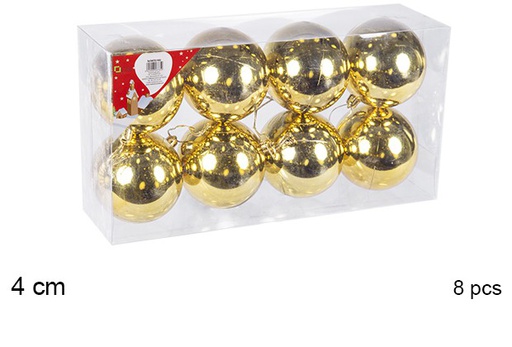 [106573] Pack 8 boules dorées brillantes 4 cm
