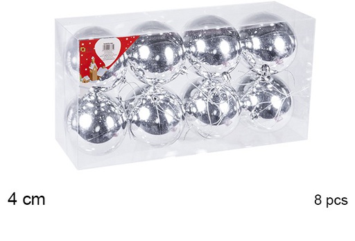 [106576] Pack 8 bolas plata brillo 4 cm