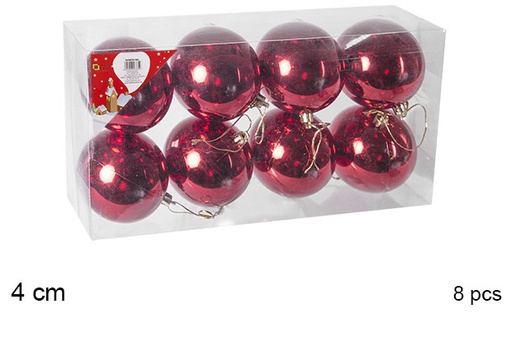 [106579] Pack 8 bolas vermelhas brilhantes 4 cm