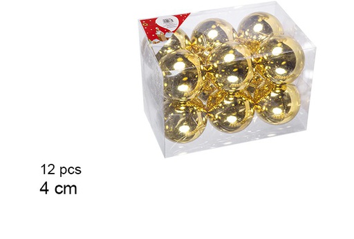 [106591] Pack 12 boules dorées brillantes 4 cm