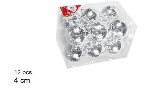 [106594] Pack 12 bolas plata brillo 4 cm