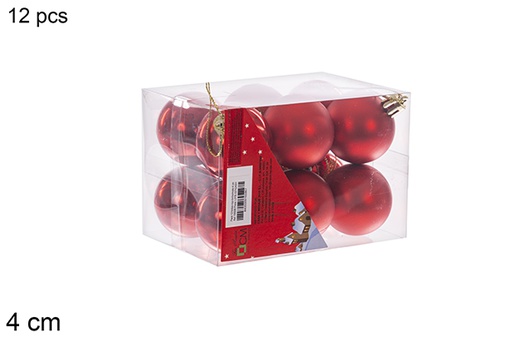 [106596] Pack 12 shiny/matte red bauble 4 cm