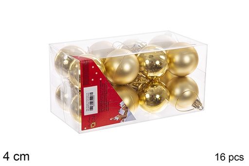 [106599] Pack 16 shiny/matte gold balls 4 cm