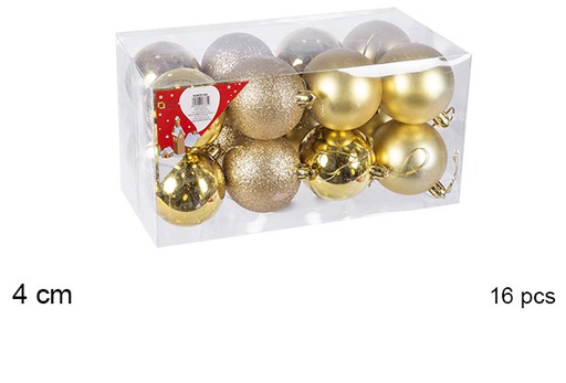 [106599] Pack 16 shiny/matte gold balls 4 cm