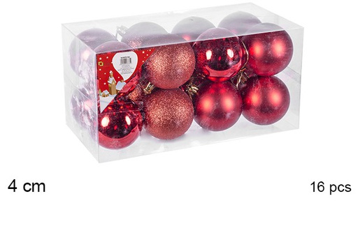 [106605] Pack 16 shiny/matte red balls 4 cm